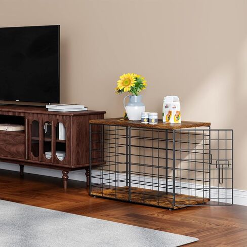 24 Inch Small Dog Crate Furniture - Stylish Durable Indoor Dog Kennel with Storage Top & Secure Lock, Dog Crates for Small Dogs Under 10 lbs, Decorative End Table Pet House in Saudi Arabia