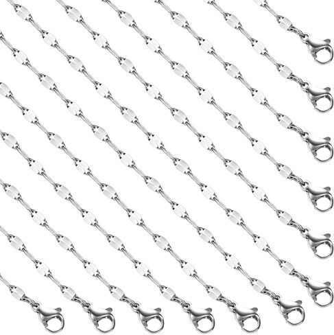 SMYHTGLIF 12 Pack Silver Lip Necklace Chain for Jewelry Making Handmade Adjustable Extender Jewelry Necklace Chain Bulk in Kuwait