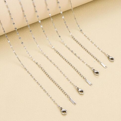 SMYHTGLIF 12 Pack Silver Lip Necklace Chain for Jewelry Making Handmade Adjustable Extender Jewelry Necklace Chain Bulk in Kuwait