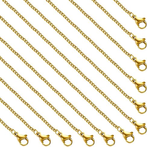 SMYHTGLIF 12 Pack Silver Lip Necklace Chain for Jewelry Making Handmade Adjustable Extender Jewelry Necklace Chain Bulk in Kuwait
