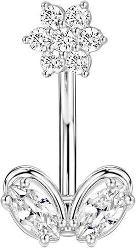 14 Gauge 316L Surgical Steel Belly Button Ring Lock Belly Ring Lock Dangling Piercing Jewelry Barbells Clear Cubic Zirconia Navel Rings Silver Screw Bar 10 mm Screw on Piercing Stud Ball End 14G in Kuwait