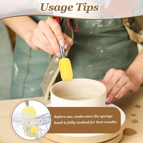 Patikil 29.5 "عصا الإسفنج التلسكوبية للفخار ، 3pcs أداة اسفنجي الطين الفخارية القابلة للسحب من السيراميك لإزالة المياه الزائدة من الفخار الطويل والضيق ، الأبيض/الأحمر (1.57" W) in Kuwait