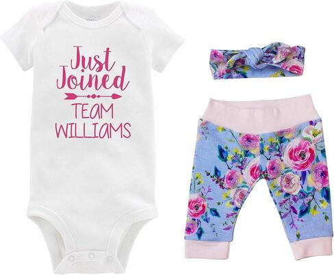 انضمت فتاة للتو إلى فريق Williams Outfit Girl Going Home Invant Gift Set- New Born Baby Yoga Leggings and Head Band in Saudi Arabia