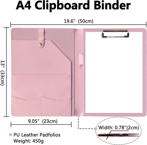 Leather Portfolio Binder 5 x 8, Mini Soft Leather Padfolio A5 Business Binder Legal Writing Pad Junior Size Document Organizer for Present Gift Kid Men Women Pink in Saudi Arabia