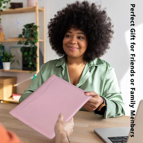 Leather Portfolio Binder 5 x 8, Mini Soft Leather Padfolio A5 Business Binder Legal Writing Pad Junior Size Document Organizer for Present Gift Kid Men Women Pink in Saudi Arabia