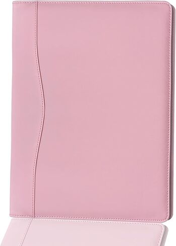 Leather Portfolio Binder 5 x 8, Mini Soft Leather Padfolio A5 Business Binder Legal Writing Pad Junior Size Document Organizer for Present Gift Kid Men Women Pink in Saudi Arabia
