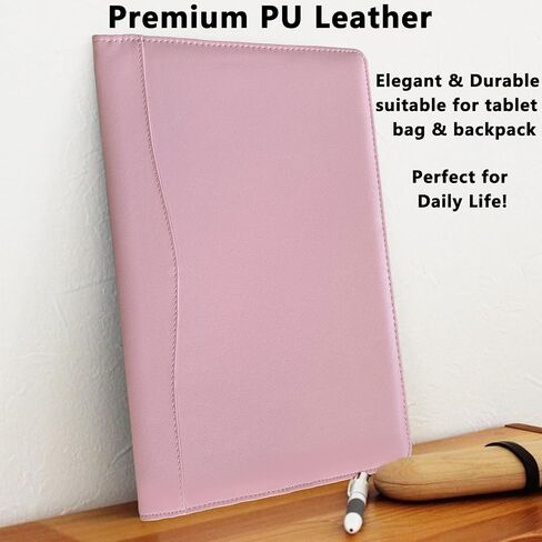 Leather Portfolio Binder 5 x 8, Mini Soft Leather Padfolio A5 Business Binder Legal Writing Pad Junior Size Document Organizer for Present Gift Kid Men Women Pink in Saudi Arabia