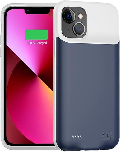 حافظة بطارية لهاتف iPhone 13 Mini، حافظة شحن ذكية محمولة رفيعة للغاية بقدرة 6500 مللي أمبير في الساعة متوافقة مع iPhone 13 Mini (5.4 بوصة) حافظة شاحن بطارية ممتدة قابلة لإعادة الشحن (أسود) in Kuwait