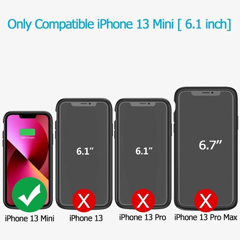 حافظة بطارية لهاتف iPhone 13 Mini، حافظة شحن ذكية محمولة رفيعة للغاية بقدرة 6500 مللي أمبير في الساعة متوافقة مع iPhone 13 Mini (5.4 بوصة) حافظة شاحن بطارية ممتدة قابلة لإعادة الشحن (أسود) in Kuwait