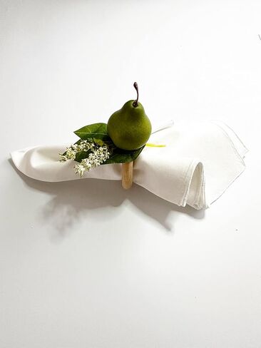 NAPKIN RINGS//PEAR HANDMADE NAPKIN RINGS//SET OF4//FRUIT HANDMADE NAPKIN RINGS//Green Pear With Leaves And Flowers //Rustic Decor//Table Setting Handmade Napkin Rings in Saudi Arabia