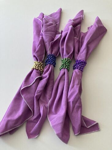 Set of 4 Purple 18 Inch Napkins with Beaded Necklace in Saudi Arabia