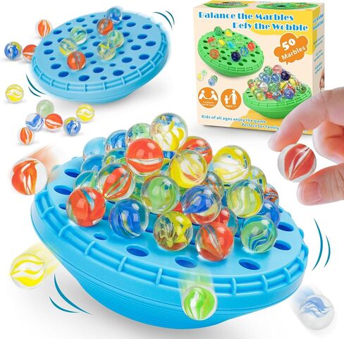 Game Marble Balance ، لعبة تكديس Wobble Marble للأطفال 6+ ، ألعاب عائلية للأطفال والبالغين مع التخزين المدمج ، لعبة Marbles Board for 1-4 لاعبين ، ألعاب حفلات عيد ميلاد ممتعة in Kuwait