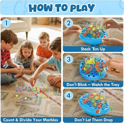 Game Marble Balance ، لعبة تكديس Wobble Marble للأطفال 6+ ، ألعاب عائلية للأطفال والبالغين مع التخزين المدمج ، لعبة Marbles Board for 1-4 لاعبين ، ألعاب حفلات عيد ميلاد ممتعة in Kuwait