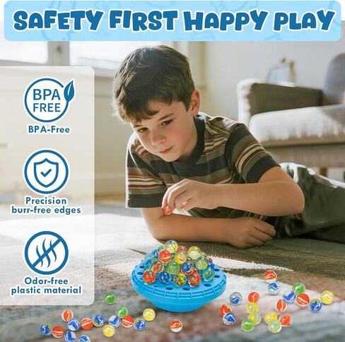 Game Marble Balance ، لعبة تكديس Wobble Marble للأطفال 6+ ، ألعاب عائلية للأطفال والبالغين مع التخزين المدمج ، لعبة Marbles Board for 1-4 لاعبين ، ألعاب حفلات عيد ميلاد ممتعة in Kuwait