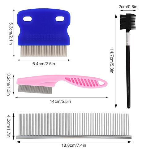 4 PCS Pet Flea Combs for Dogs & Cats, Cat Grooming Brush with Stainless Steel Teeth, Pet Flea Comb for Fleas and Ticks, Indoor Pets, Fine Tooth Comb for Kittens in Kuwait