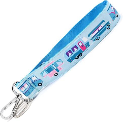 سلسلة مفاتيح Camper - حزام مفتاح تخييم أخضر - سيارة عتيقة وعربة - فئة B - فئة C - دمعة - منزل متنقل - هدية منبثقة - هدية RV لطيفة - حلقة 1 × 6 بوصة - مصنوعة يدويًا بواسطة Green Acorn Kitchen in Kuwait