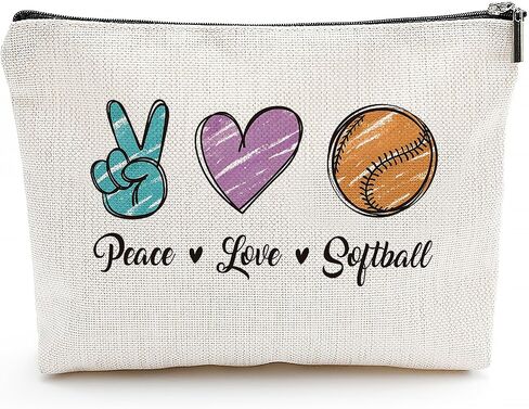 Softball Gifts, Softball Cosmetic Bag, Makeup Bag Inspirational Gifts for Women, Softball Lovers Players Fans Birthday Gifts, Friendship Gifts for Women, Softball Team Gifts in Saudi Arabia