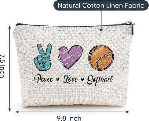 Softball Gifts, Softball Cosmetic Bag, Makeup Bag Inspirational Gifts for Women, Softball Lovers Players Fans Birthday Gifts, Friendship Gifts for Women, Softball Team Gifts in Saudi Arabia