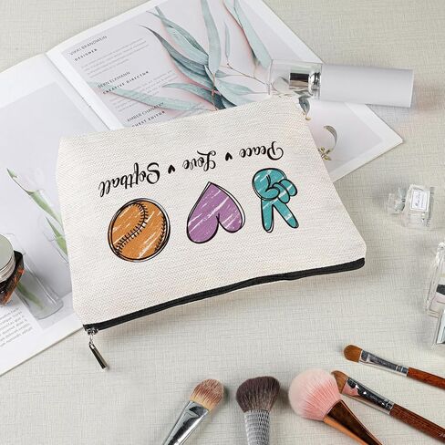 Softball Gifts, Softball Cosmetic Bag, Makeup Bag Inspirational Gifts for Women, Softball Lovers Players Fans Birthday Gifts, Friendship Gifts for Women, Softball Team Gifts in Saudi Arabia