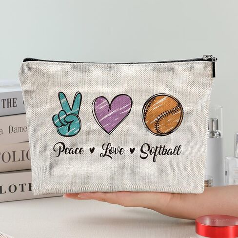 Softball Gifts, Softball Cosmetic Bag, Makeup Bag Inspirational Gifts for Women, Softball Lovers Players Fans Birthday Gifts, Friendship Gifts for Women, Softball Team Gifts in Saudi Arabia