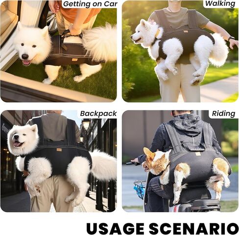 Dog Lift Harness Backpack Carrier for Large Dogs, Full Body Sling with Handle, Dog Harness for Joint Injuries, Arthritis, Ideal for Stairs, Elderly Dogs (Black XXX-Large 66-83 LBS) in Kuwait