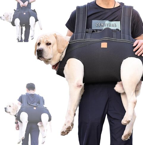 Dog Lift Harness Backpack Carrier for Large Dogs, Full Body Sling with Handle, Dog Harness for Joint Injuries, Arthritis, Ideal for Stairs, Elderly Dogs (Black XXX-Large 66-83 LBS) in Kuwait