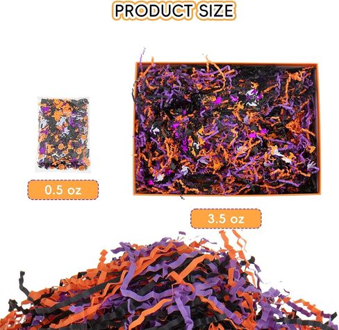 Cipowm Halloween Grinker Cut Paper ، 3 Colors Raffia Paper Shred Filler with Halloween Confetti Paper Paper Grass for Glapp Craft Diy Gift Beac Party Party ، 115g/4oz in Kuwait