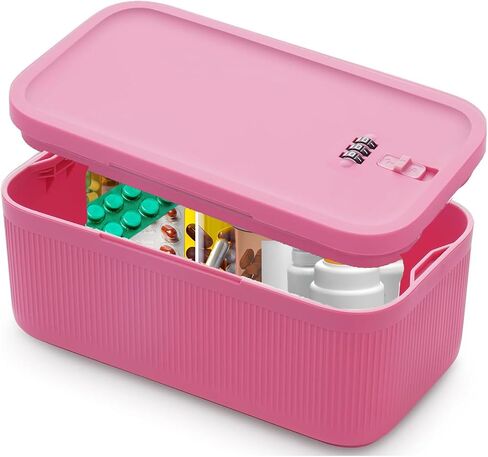 Medication Lock Box,Small Lockable Storage Box with Combination Code for Phone,Medicine Safe,Food, Home,Refrigerator,Office,Personal Items,Travel,Gift in Saudi Arabia