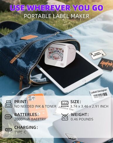 طابعة حرارية محمولة BQ1 - طابعة صور جيب لاسلكية لهواتف iPhone وAndroid، طابعة ملصقات بلوتوث صغيرة للملاحظات المدرسية، المجلات، الأعمال اليدوية، هدايا الأطفال in Kuwait