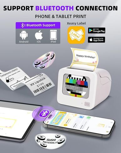 طابعة حرارية محمولة BQ1 - طابعة صور جيب لاسلكية لهواتف iPhone وAndroid، طابعة ملصقات بلوتوث صغيرة للملاحظات المدرسية، المجلات، الأعمال اليدوية، هدايا الأطفال in Kuwait