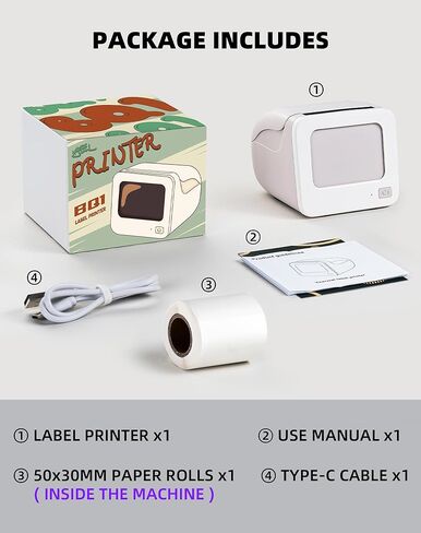 طابعة حرارية محمولة BQ1 - طابعة صور جيب لاسلكية لهواتف iPhone وAndroid، طابعة ملصقات بلوتوث صغيرة للملاحظات المدرسية، المجلات، الأعمال اليدوية، هدايا الأطفال in Kuwait