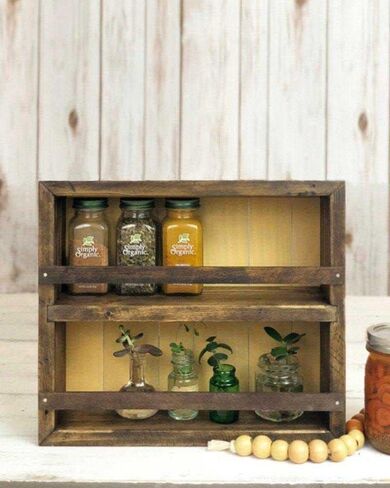 Mansfield No. 104 1/2 - Solid Wood Spice Rack Cabinet Golden Oak/Khaki Green in Saudi Arabia