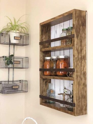 Mansfield Cabinet No. 103 - Solid Wood Spice Rack Cabinet Early American/Tuscan Red in Saudi Arabia