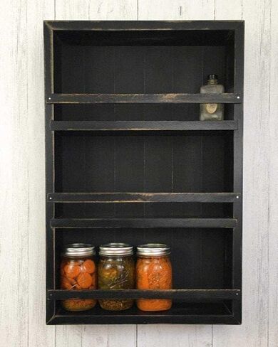 Mansfield Cabinet No. 102 - Solid Wood Spice Rack Cabinet White Wash/Black in Saudi Arabia