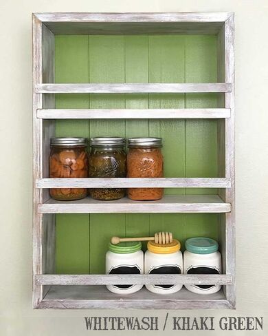 Mansfield Cabinet No. 102 - Solid Wood Spice Rack Cabinet White Wash/Black in Saudi Arabia