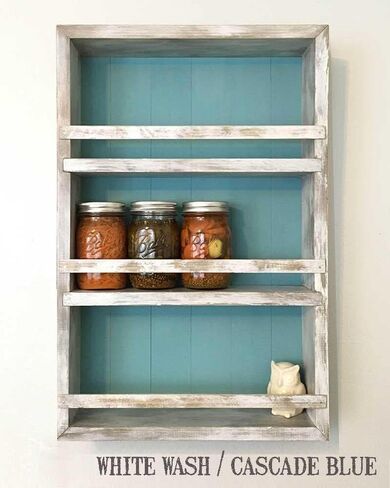 Mansfield Cabinet No. 102 - Solid Wood Spice Rack Cabinet White Wash/Black in Saudi Arabia