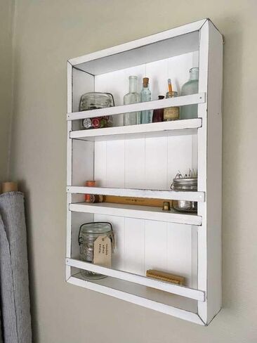 Mansfield Cabinet No. 102 - Solid Wood Spice Rack Cabinet White Wash/Black in Saudi Arabia