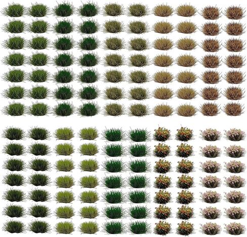 140 PCS Thffts Static Grass Thfts & Miniature Clusters - مجموعة مشهد التضاريس الاصطناعية للسكك الحديدية للقطار ، طاولة الرمال العسكرية ، المناظر الطبيعية ديوراما DIY in Kuwait