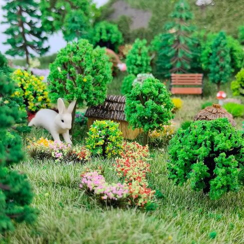 140 PCS Thffts Static Grass Thfts & Miniature Clusters - مجموعة مشهد التضاريس الاصطناعية للسكك الحديدية للقطار ، طاولة الرمال العسكرية ، المناظر الطبيعية ديوراما DIY in Kuwait