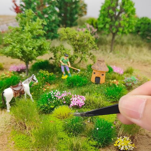 140 PCS Thffts Static Grass Thfts & Miniature Clusters - مجموعة مشهد التضاريس الاصطناعية للسكك الحديدية للقطار ، طاولة الرمال العسكرية ، المناظر الطبيعية ديوراما DIY in Kuwait