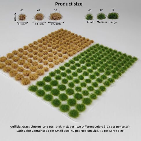 246 pcs Static Grass Tufts, 3 Sizes Mixed, for Model Scenery, Train Landscape, Railway Diorama, Wargaming & Architectural Models, Resin Terrain Grass in Saudi Arabia
