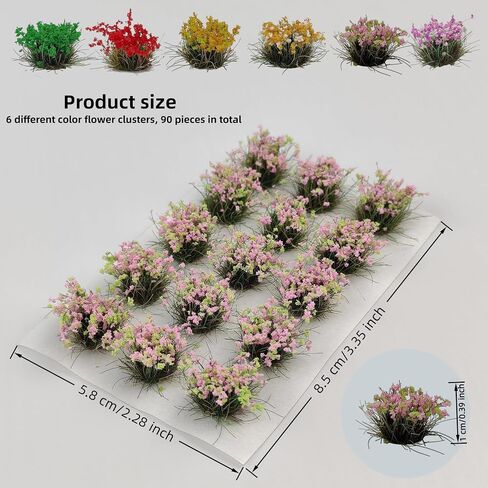 90 Pcs Static Grass Clusters, Mini Colorful Flower Sets for DIY Model Railway Scenery Train Landscape & War Game Terrain Layouts in Saudi Arabia