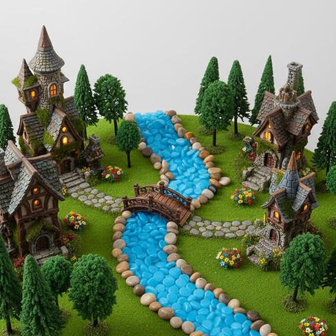 Chuangdi 45 Pcs Model Trees 2.36 to 5.91 Inch Mixed Miniature Fake Plastic Diorama Tree, with Glow Pebbles River Rocks for Home Flower Garden Decoration DIY Crafts Building Models in Saudi Arabia