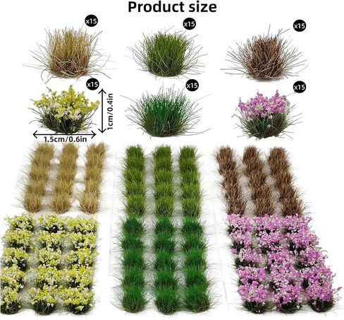 90pcs Static Grass Tufts Bushes - Artificial Terrain Foliage Clumps for Model Railroad Scenery, Train Layout, Diorama, Wargaming - DIY Landscape in Saudi Arabia