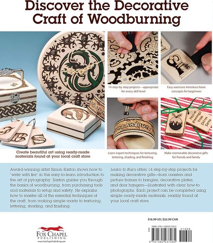 تعلم أن تحرق: دليل خطوة بخطوة للبدء في Pyrography (Fox Chapel Publishing) بسهولة إنشاء فن وهدايا جميلة مع 14 مشروعًا خطوة بخطوة ، وصور ، و 50 أنماطًا إضافية in Saudi Arabia