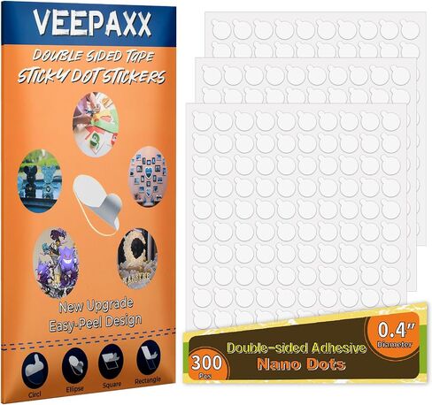 300Pcs Double Sided Adhesive Dots, Removable Clear Dots Sticky Tack, Waterproof No Trace Dots Adhesive Putty for Wall Hanging Crafts, Balloons Party Decorations Poster Picture Festival Decoration 10mm in Saudi Arabia