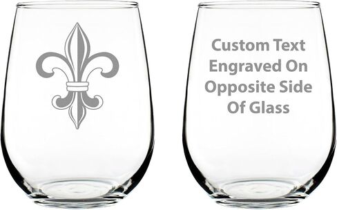 كأس نبيذ Fleur de Lis Stemless - ديكور وهدايا Fleur de Lis الفرنسية - أكواب كبيرة بحجم 17 أونصة in Kuwait
