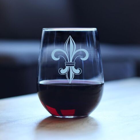 كأس نبيذ Fleur de Lis Stemless - ديكور وهدايا Fleur de Lis الفرنسية - أكواب كبيرة بحجم 17 أونصة in Kuwait