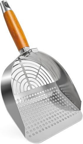 Cat Litter Scoop, Litter Scooper, Metal Cat Litter Scoop, Stainless Steel Cat Litter Scoop, Kitten Pooper Lifter, Kitty Metal Scooper with Holder for Cat Litter Box Round Holes Easy Cleaning in Saudi Arabia