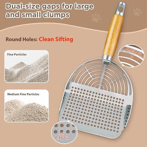 Cat Litter Scoop, Litter Scooper, Metal Cat Litter Scoop, Stainless Steel Cat Litter Scoop, Kitten Pooper Lifter, Kitty Metal Scooper with Holder for Cat Litter Box Round Holes Easy Cleaning in Saudi Arabia